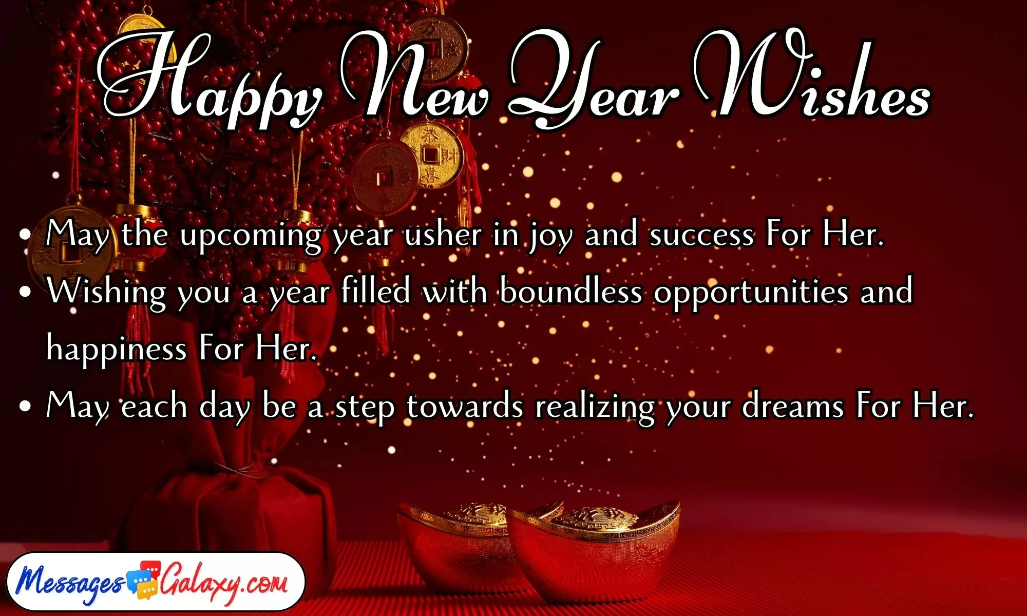 Happy New Year Wishes Text Messages SMS Quotes & Greetings For Her