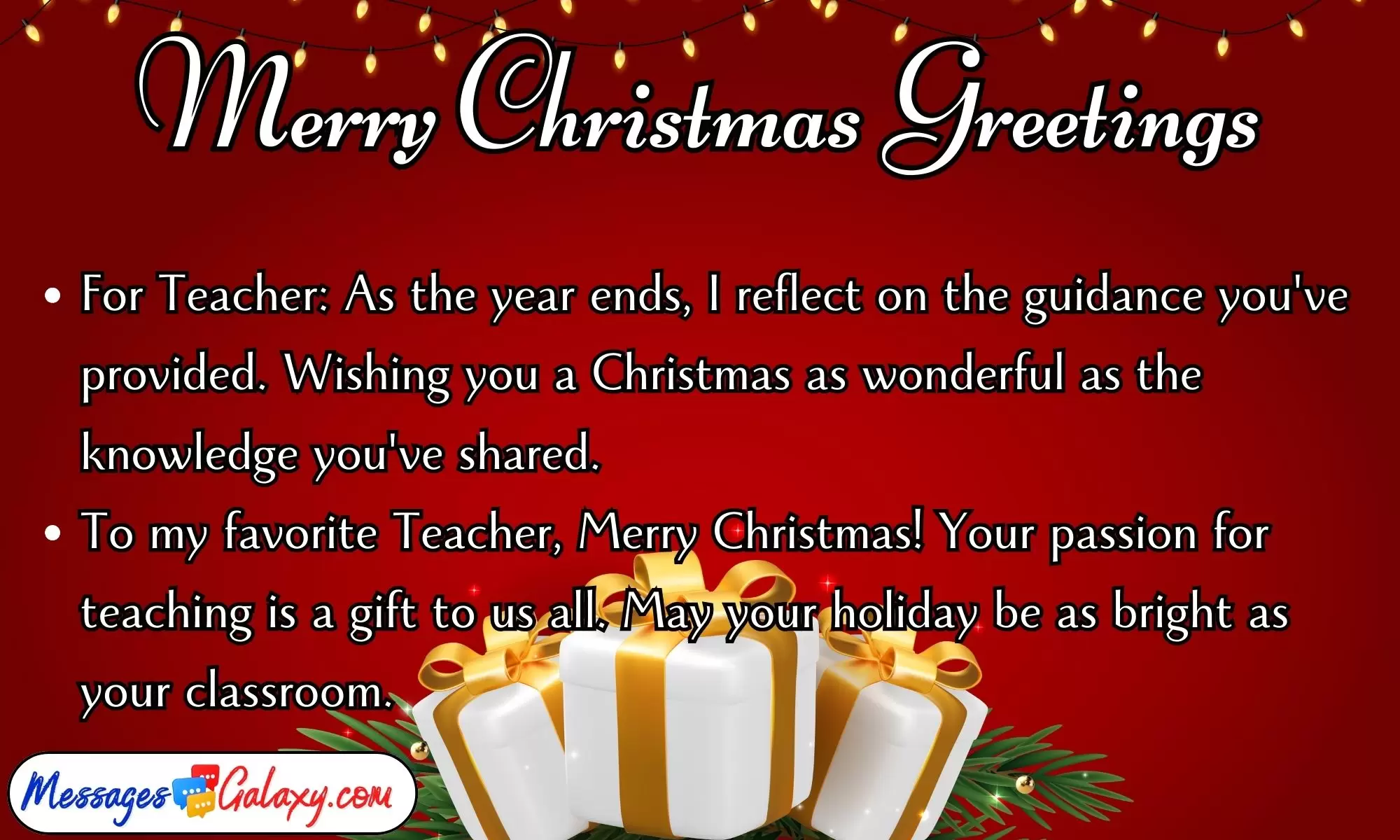 Inspirational Merry Christmas Greetings For Teacher