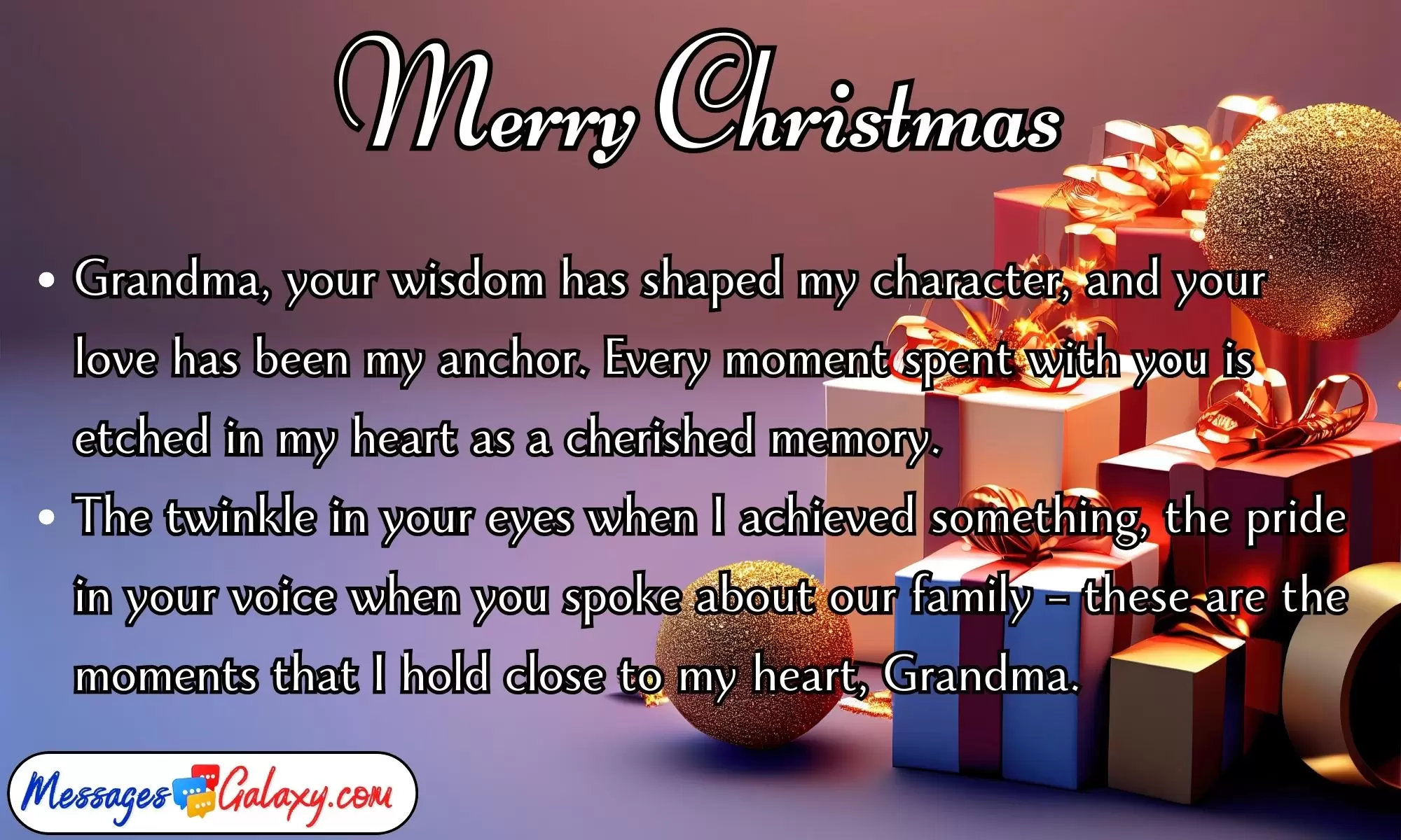 Inspirational Merry Christmas Text Greetings for Grandma