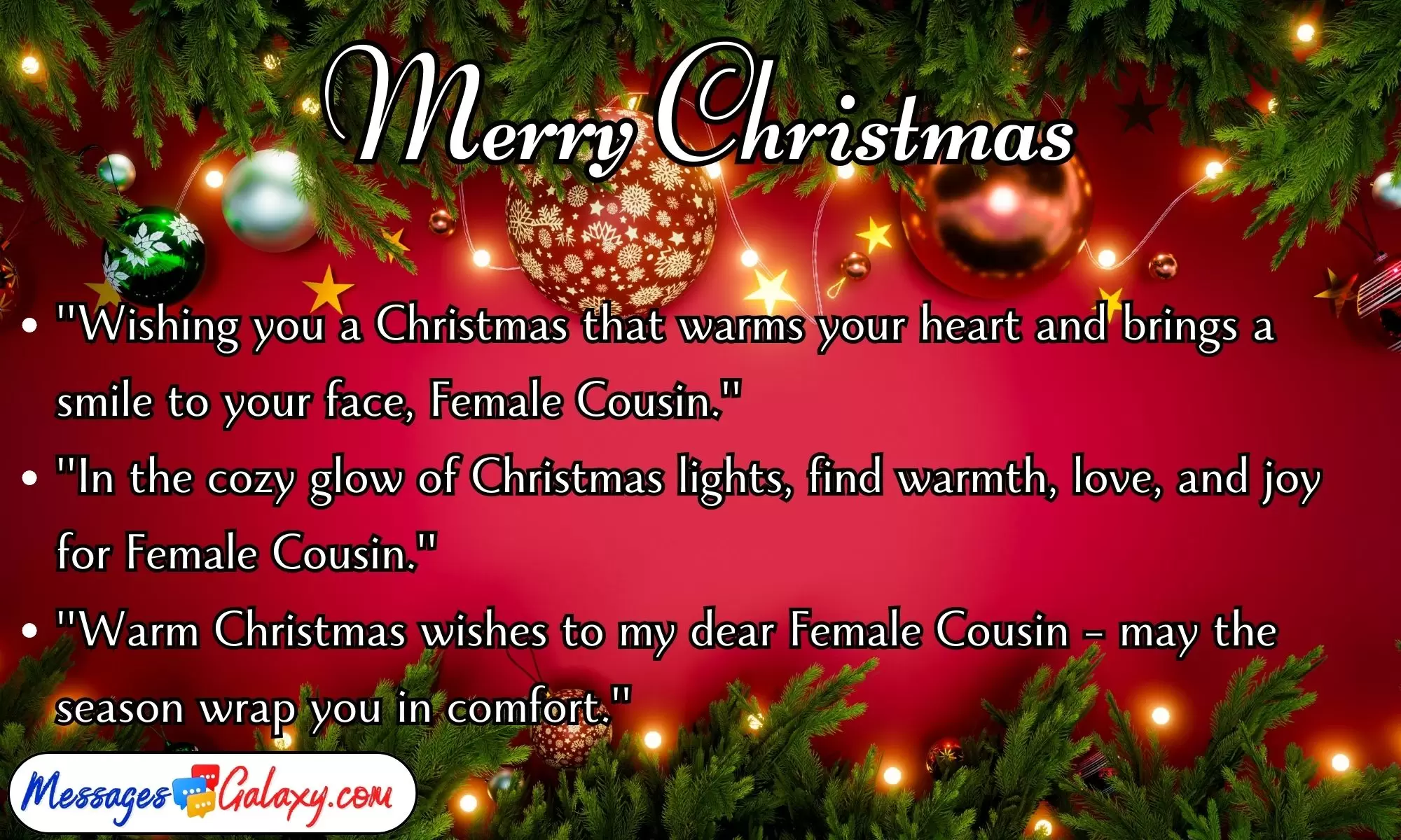 Meaningful Merry Christmas Greetings For Female Cousin