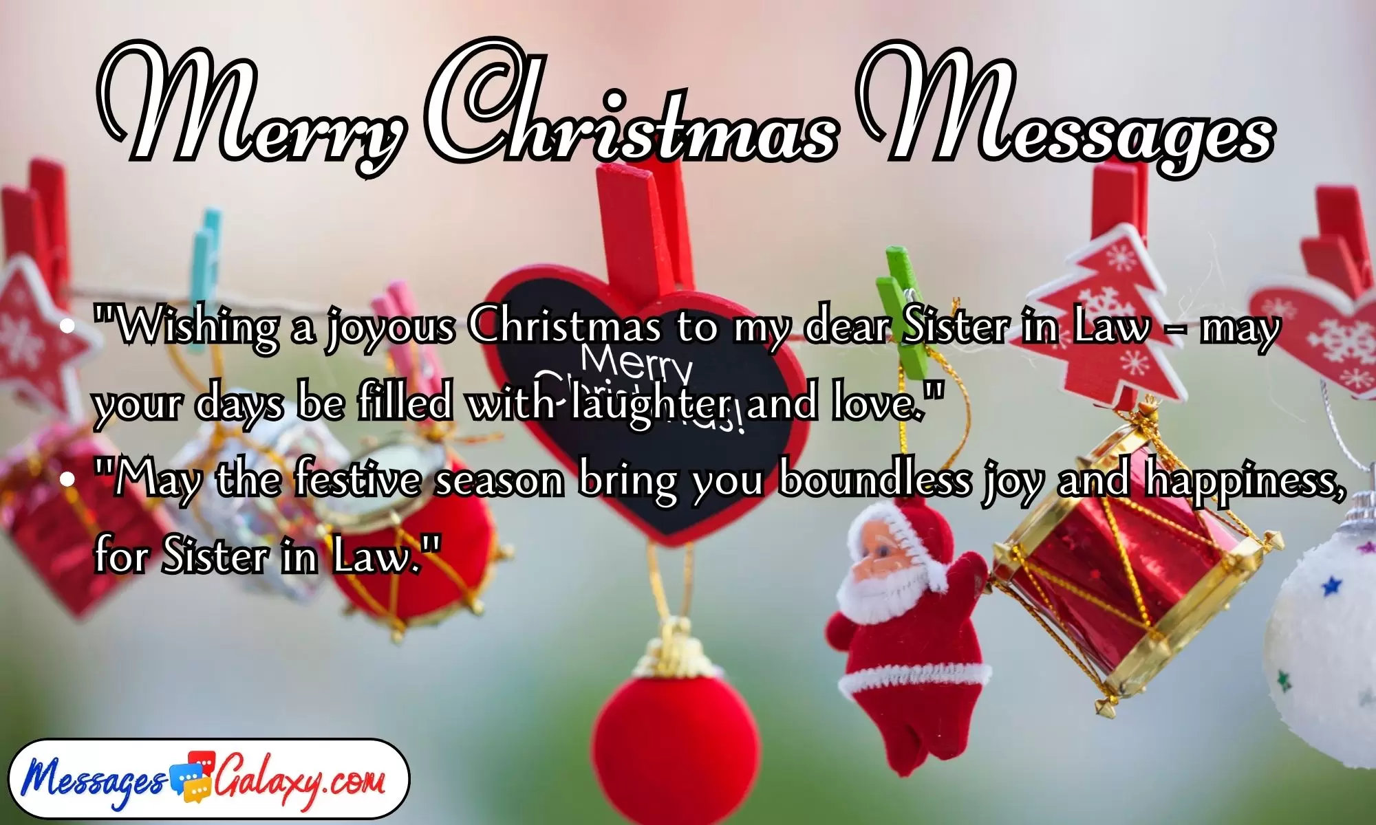 Merry Christmas Messages for Sister in Law – Text SMS