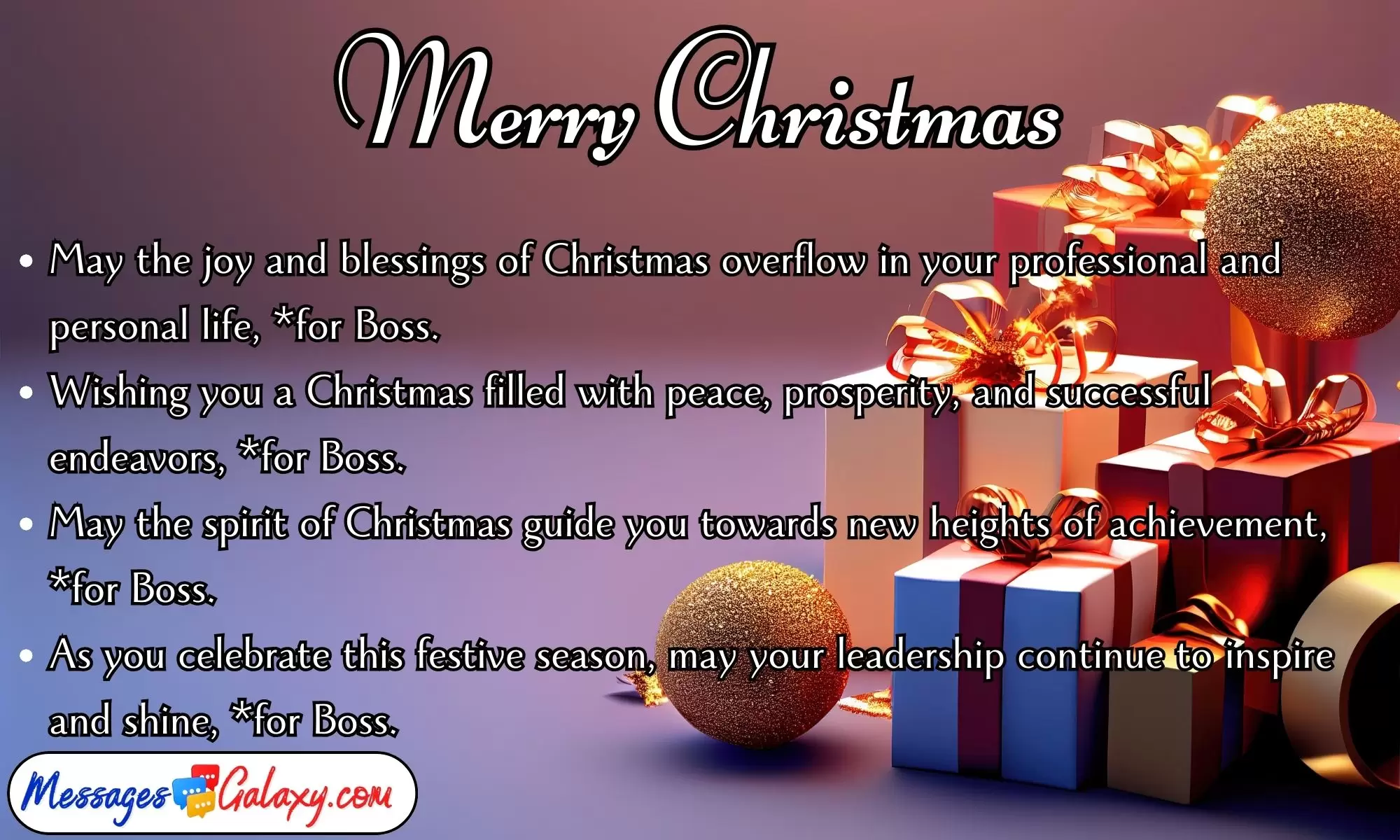 Religious & Cute Merry Christmas Greetings for Boss