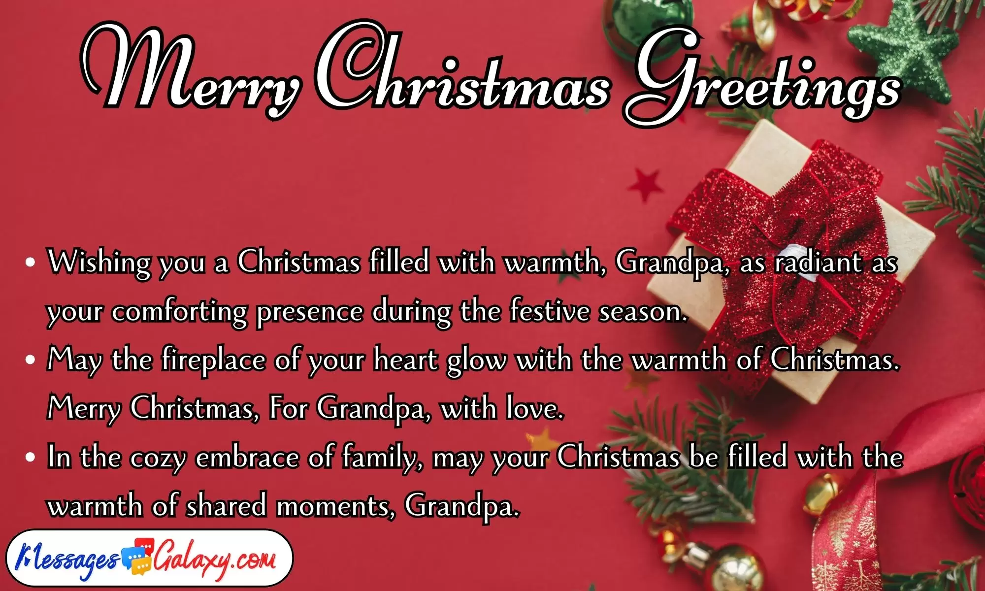 Sweet & Short Merry Christmas Greetings For Grandpa